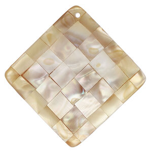 Black lip shell / gold lip shell / mother-of-pearl shell 1pkg1, top-drilled 1sided puffed diamond focal bright yellow 46-47mm