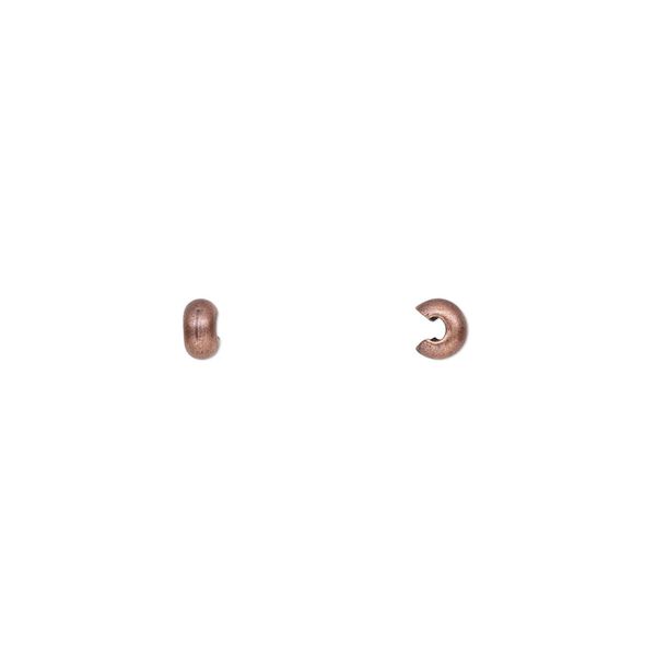 Crimp cover, antique copper-plated brass, 3mm smooth round. Sold per pkg of 500. image number 0