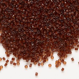 Seed bead, Delica&reg;, glass, pkg/250g, #11 round, transparent dark topaz-lined rootbeer (DB-1392).