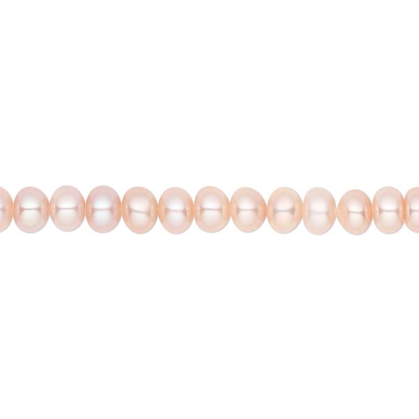 Pearl, White Lotus&trade;, cultured freshwater, mauve, 5.5-6mm button, B- grade, Mohs hardness 2-1/2 to 4. Sold per 16-inch strand. image number 0