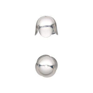 Cord end 1pkg100 silver-plated, 10x9mm / 8mm inside diameter, brass