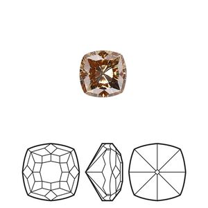 Fancy stone 48pk light Colorado topaz foil back, Swarovski&reg; 10mm magical square 4460