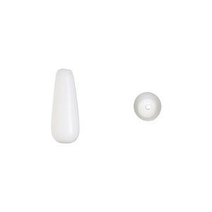 Bead, Czech pressed glass, opaque white, 16x6mm teardrop. Sold per 15-1/2" to 16" strand, approximately 25 beads.