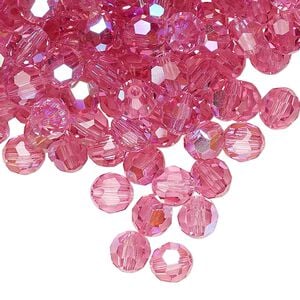 Bead 288pk rose AB, Preciosa Czech crystal 6mm round