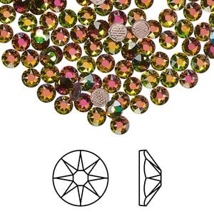 Flat back 144pk crystal vitrail medium foil back, Crystal Passions&reg; hotfix 3.8-4mm round SS16 2078