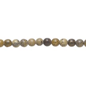 Limestone 1pkg1, round bead natural 15.5-16 inch 4mm