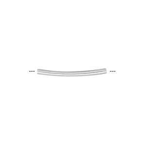 Bead 1pkg100 silver-plated, 21x1.5mm curved tube, brass