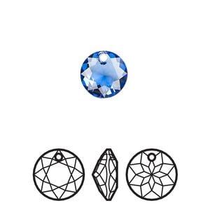 Drop 2pk sapphire, Crystal Passions&reg; 10mm pendant classic cut 6430