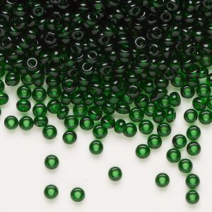 Seed bead, Preciosa Ornela Czech glass, pkg/500g, #8 rocaille, transparent medium green, (50060).