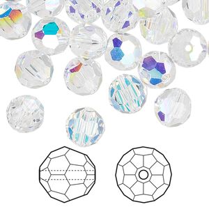 Bead 144pk crystal AB, Crystal Passions&reg; 8mm round 5000