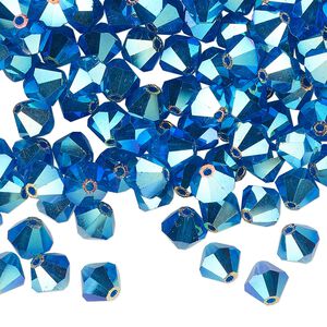 Bead 144pk Capri blue AB 2X, Preciosa Czech crystal 6mm bicone
