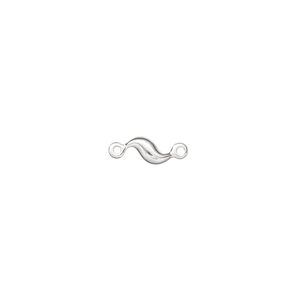 Link, silver-plated brass, 6x4mm fancy wave. Sold per pkg of 20.
