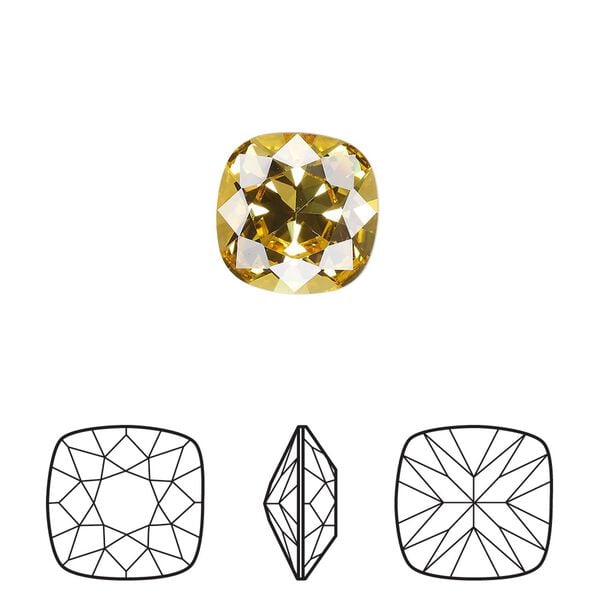 Fancy stone 72pk light topaz foil back, Swarovski&reg; 12mm cushion 4470 image number 0