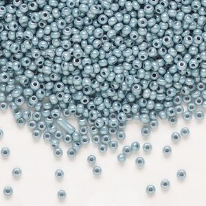 Seed bead, Preciosa Ornela Czech glass, pkg/50g, #11 rocaille, opaque blue luster chalkwhite, (46035).