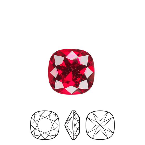 Fancy stone 1pk light Siam foil back, Preciosa MAXIMA Czech crystal rhinestone 12mm cushion square image number 0