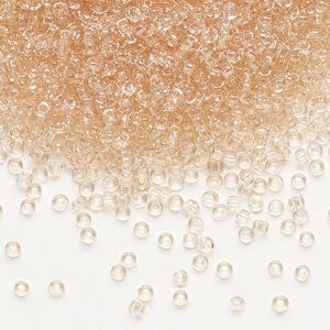 Seed bead, Dyna-Mites&trade;, glass, pkg/40g, #11 round, transparent light peach, (9 11/0 RR).