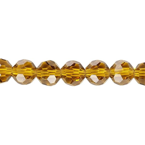 Bead 1pk 32 facets transparent gold, Celestial Crystal&reg; 8mm round 15.5-16 inch image number 0