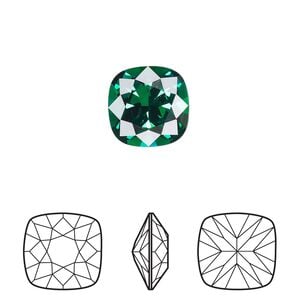 Fancy stone 1pk majestic green foil back, Crystal Passions&reg; 12mm cushion 4470