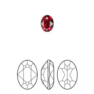 Fancy stone 18pk scarlet foil back, Crystal Passions&reg; 8x6mm oval 4120