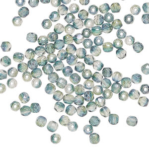 Bead, Czech fire-polished glass 1pkg120, green and teal luster half-coated, 3mm faceted round.
