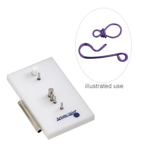 Jig, Artistic Wire&reg; Findings Forms&trade;, Beadalon&reg;, hook-and-eye clasp, acrylic / steel / stainless steel, white and blue, 2 x 1-1/4 inch rectangle. Sold per 2-piece set.