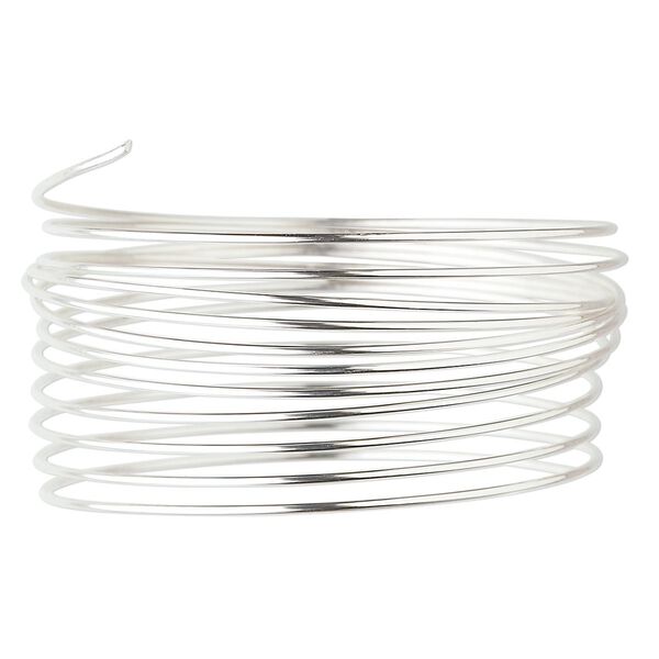Wire, sterling silver, full-hard, round, 22 gauge. Sold per 25-foot spool. image number 0