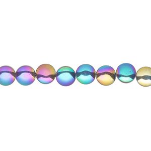 Hemalyke&trade; 1pkg1, electroplated flat round bead 15.5-16 inch 6mm
