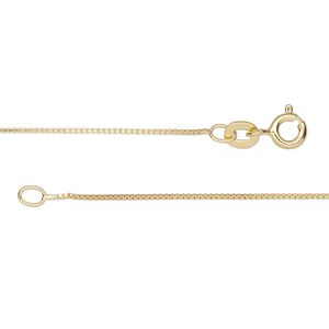 Chain 1pkg1 sterling silver box, 0.7mm / springring clasp, Gossamer&trade; "vermeil" 18 inch