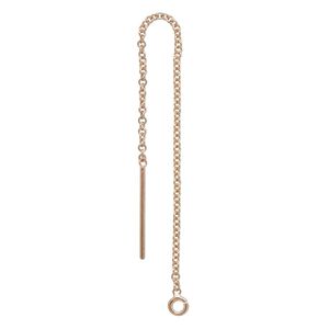 Ear thread 1pkg2 14Kt rose gold-filled, 3 inch cable / open loop, 1 pair