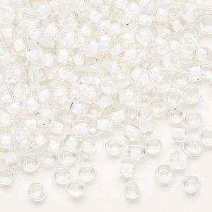 Seed bead, Dyna-Mites&trade;, glass 1pkg40g, #6 round, translucent inside dyed color white (218 6/0 RR)