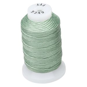 Thread, Purely Silk&trade;, medium green, size FFF. Sold per 92-yard spool.