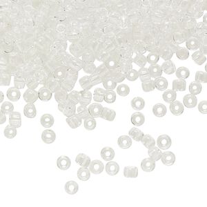 Seed bead, TOHO BEADS&reg;, glass, pkg/7.5g, #8 round, transparent crystal clear (TR-08-1).