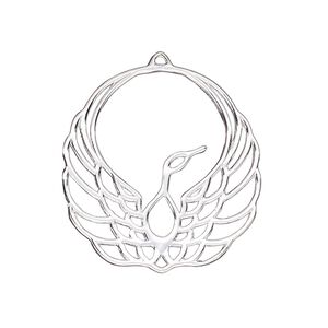 Charm Amoracast&reg; 1pkg1 sterling silver, 28x27mm single-sided cutout phoenix