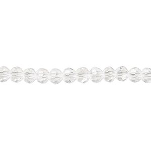 Bead 1pk 32 facets transparent clear, Celestial Crystal&reg; 4mm round 15.5-16 inch