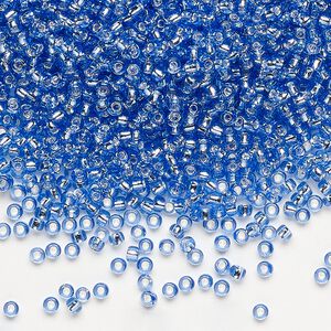 Seed bead, Dyna-Mites&trade;, glass, pkg/1/2kg, #11 round, transparent silver-lined light blue, (43:RR 11/0 RR).
