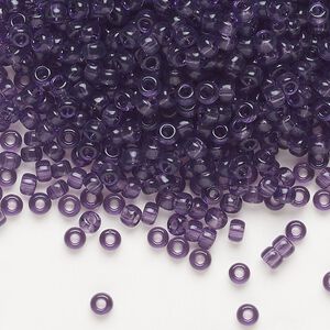 Seed bead, Miyuki, glass, pkg/250g, #8 rocaille, transparent amethyst (RR-157).