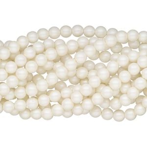 Bead, acrylic pearl, cream, 8mm round. Sold per line to the package size. Approximately 300 beads.