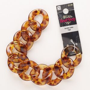Chain 1pkg1 curb, 30mm twisted, amber brown acrylic 7.5 inch