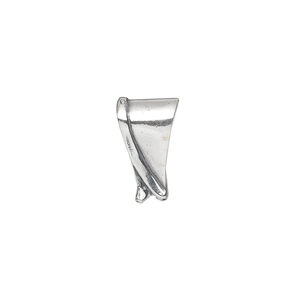 Bail, ice-pick, antiqued sterling silver, 14x9mm shield with simple swirl, 10mm grip length. Sold individually.