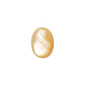 Cabochon, gold lip shell (natural), 16x12mm calibrated oval, Mohs hardness 3-1/2. Sold per pkg of 2.