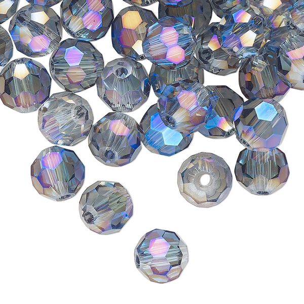 Bead 72pk crystal blue shadow, Celestial Crystal&reg; 8mm round image number 0
