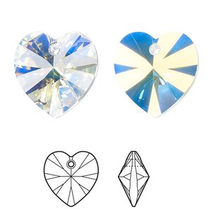 Drop 24pk crystal AB, Crystal Passions&reg; 18mm pendant heart 6228