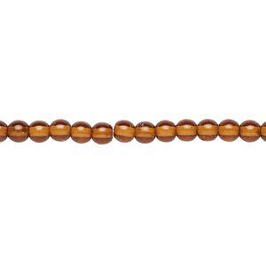 Bead, Czech dipped d&eacute;cor glass druk, translucent coffee, 4mm round with 0.8-1mm hole. Sold per 15-1/2" to 16" strand.