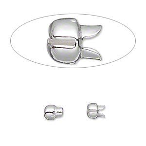 Crimp 1pkg10 silver-plated "pewter", 6x5mm, Bulldog Crimp&trade;