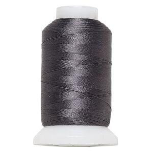 Thread, Purely Silk&trade;, dark grey, size O. Sold per 600-yard spool.