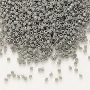 Seed bead, Delica&reg;, glass, pkg/7.5g, #11 round, opaque grey (DB-0731).