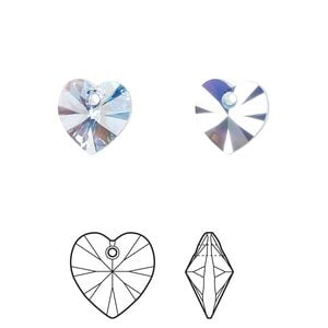 Drop 288pk aquamarine AB, Swarovski&reg; 10mm pendant heart 6228