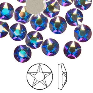 Flat back 12pk crystal AB foil back, Crystal Passions&reg; 8.412-8.672mm round SS40 2100