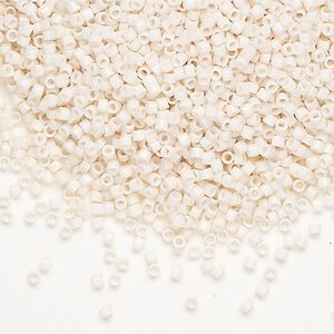 Seed bead, Delica&reg;, glass, pkg/50g, #11 round, opaque glass enamel bisque white (DB-1490-1).