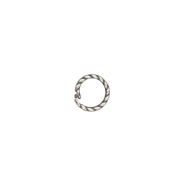 Loop Lock&trade;, JBB Findings, antique silver-plated brass, 8mm twisted round. Sold per pkg of 4. image number 0